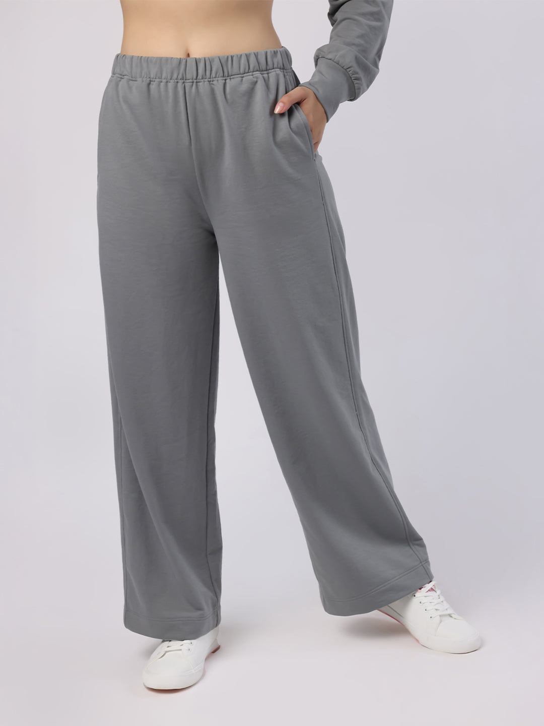 Blanc9 Women Grey Sweatshirt And Trousers