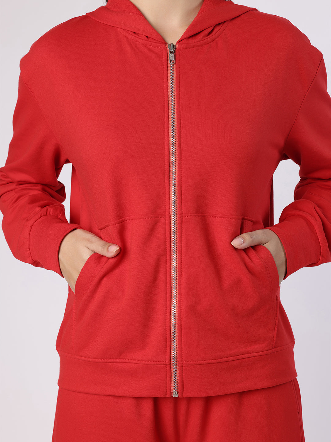 Blanc9 Women Red Hoodie With Trousers