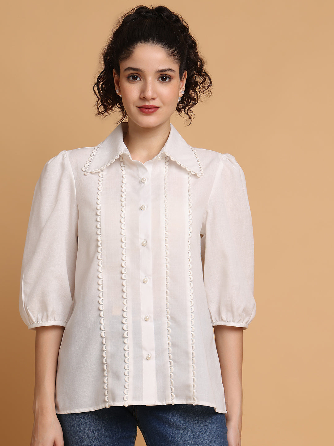 Blanc9 Women White Shirt With Loop Detail
