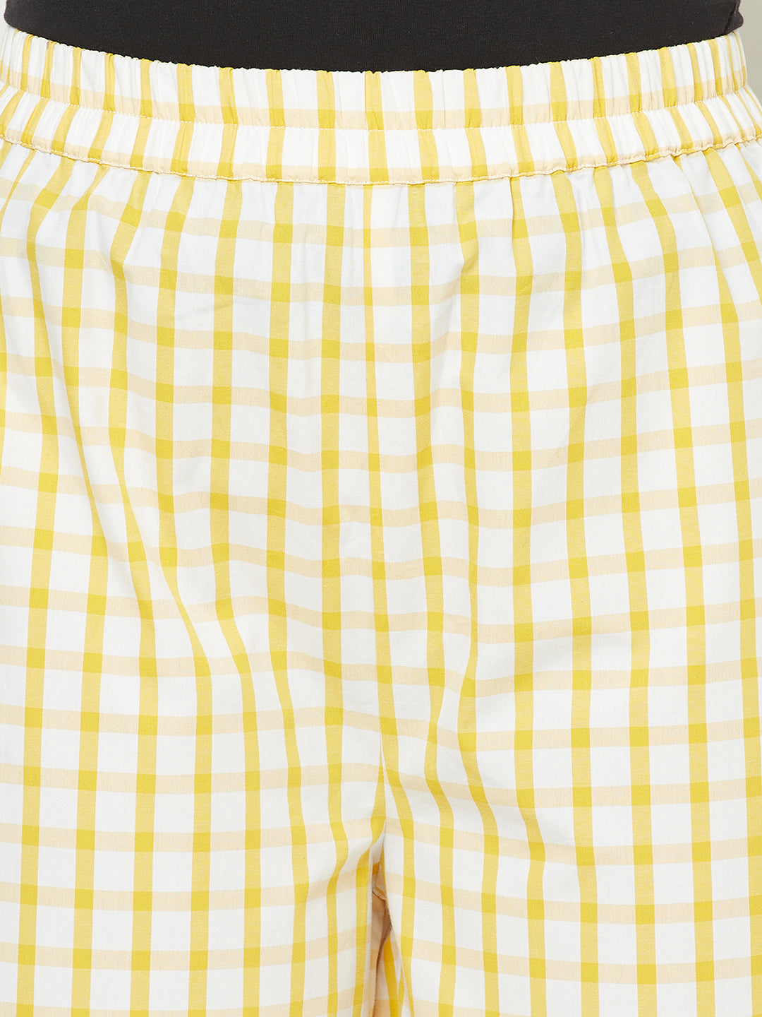 Blanc9 Yellow Checkered With Sleeve Detail Pyjama Set-B9NW26