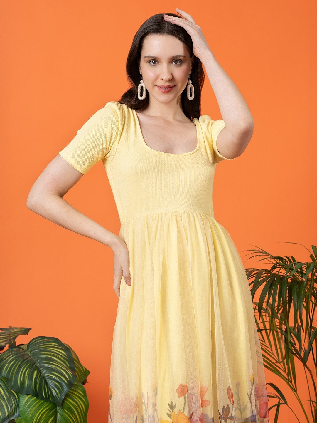 Yellow Dress with Floral Border