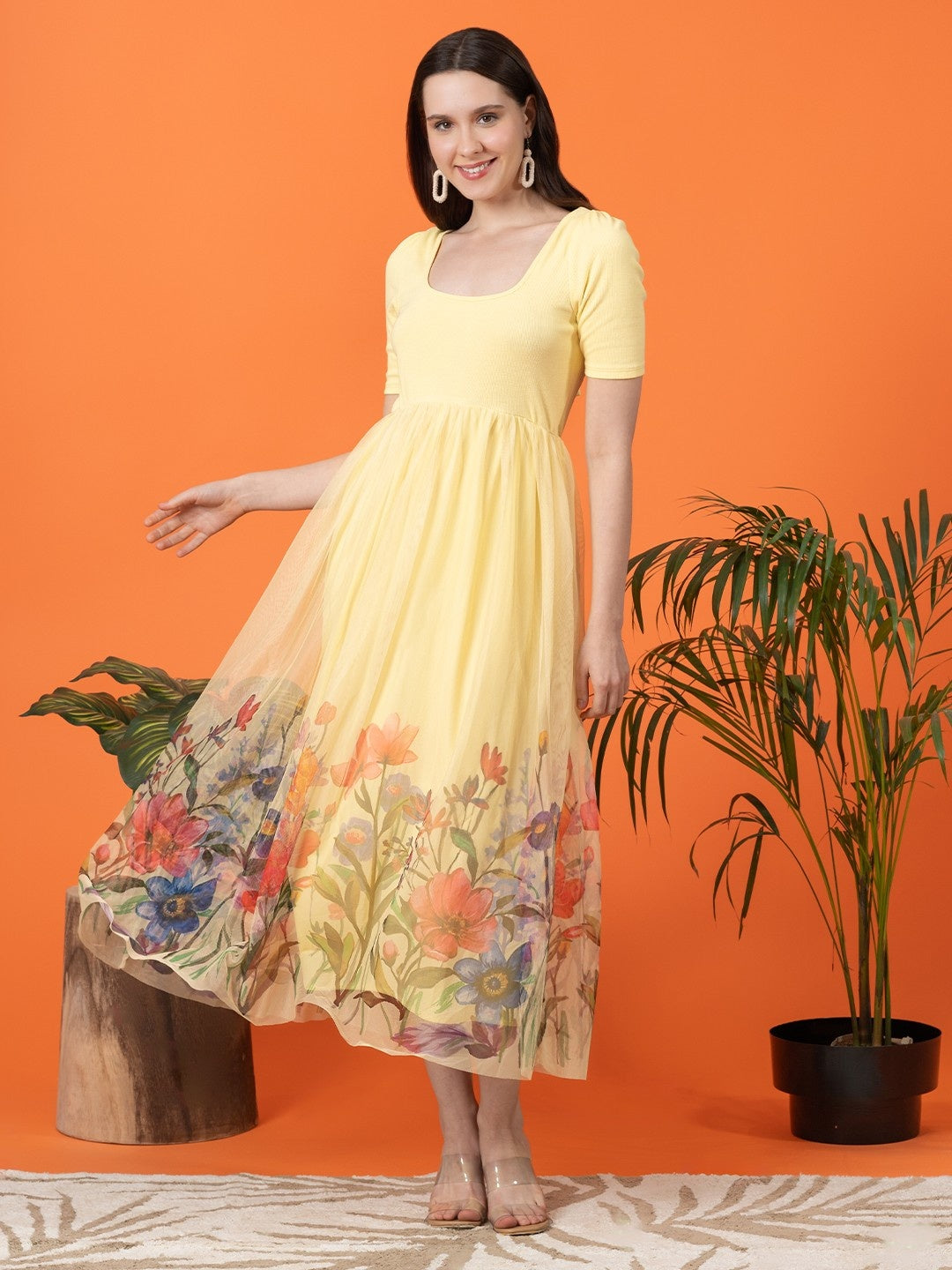 Yellow Dress with Floral Border