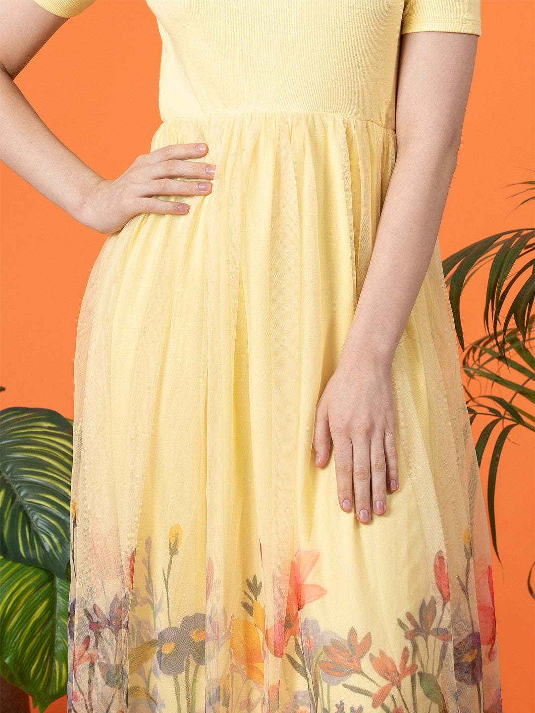 Yellow Dress with Floral Border