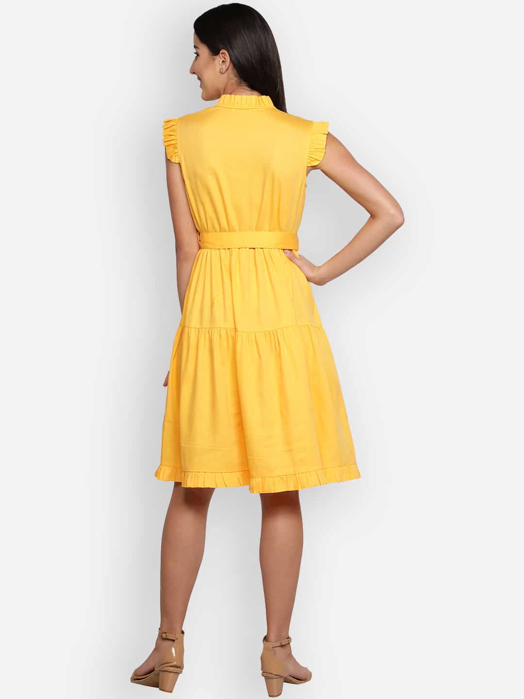 Blanc9 Yellow Tiered Dress