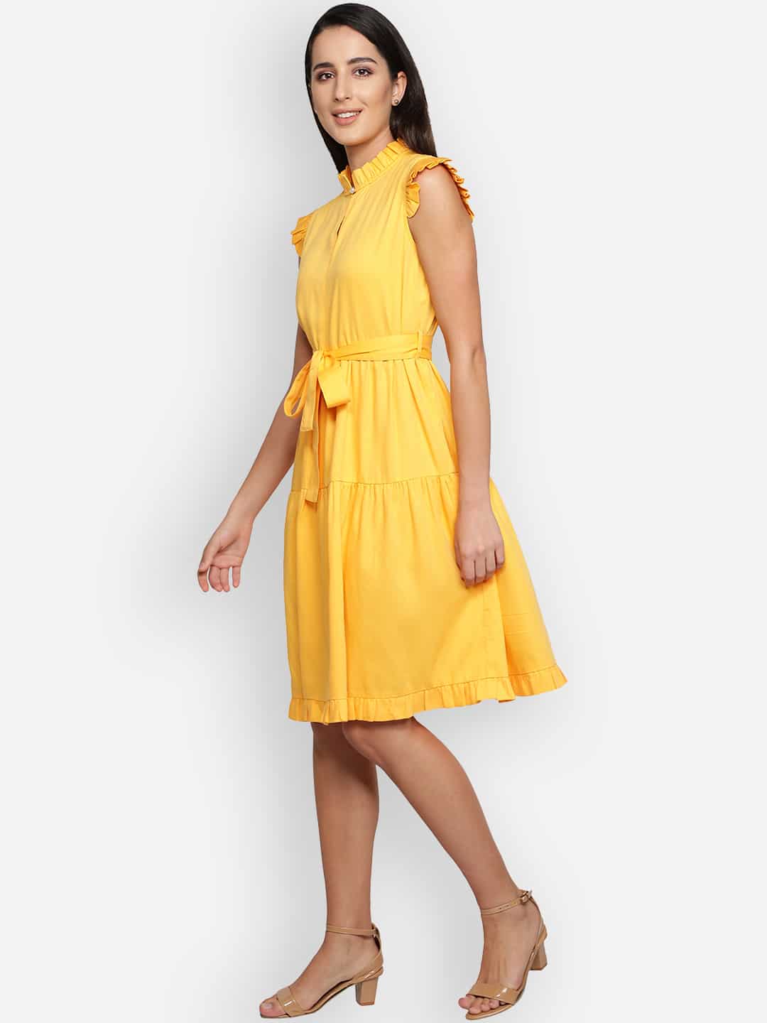 Blanc9 Yellow Tiered Dress