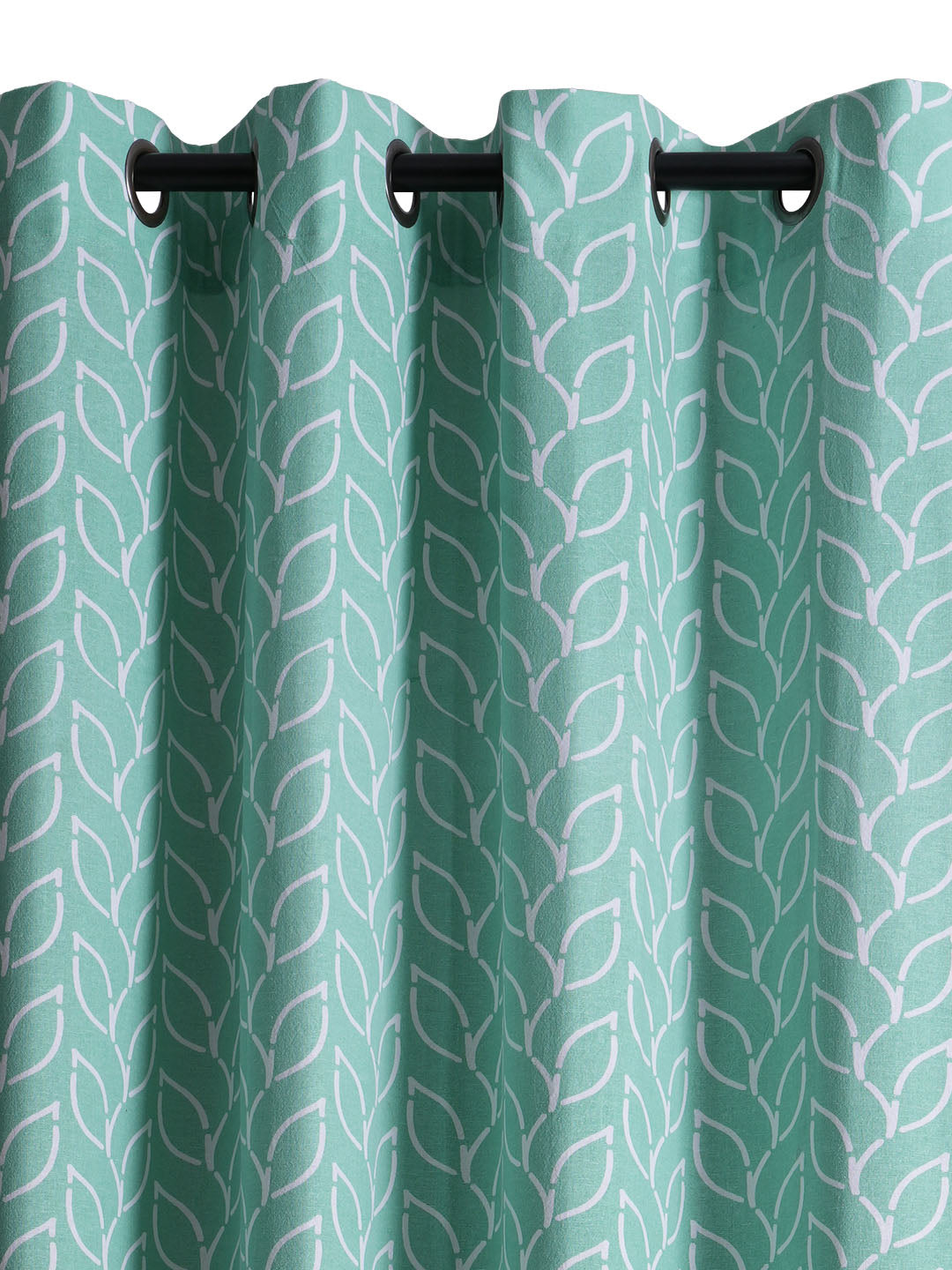 BranchletAquaPolyesterCottonPrintedCurtain