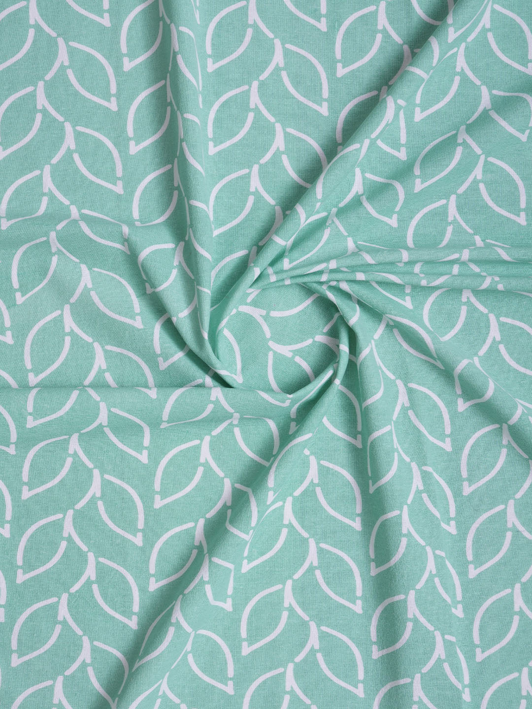 BranchletAquaPolyesterCottonPrintedCurtain