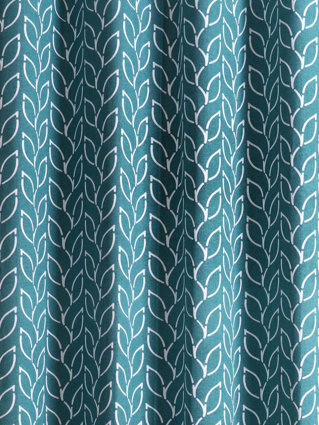 Branchlet Teal Cotton Polyester Printed Curtain