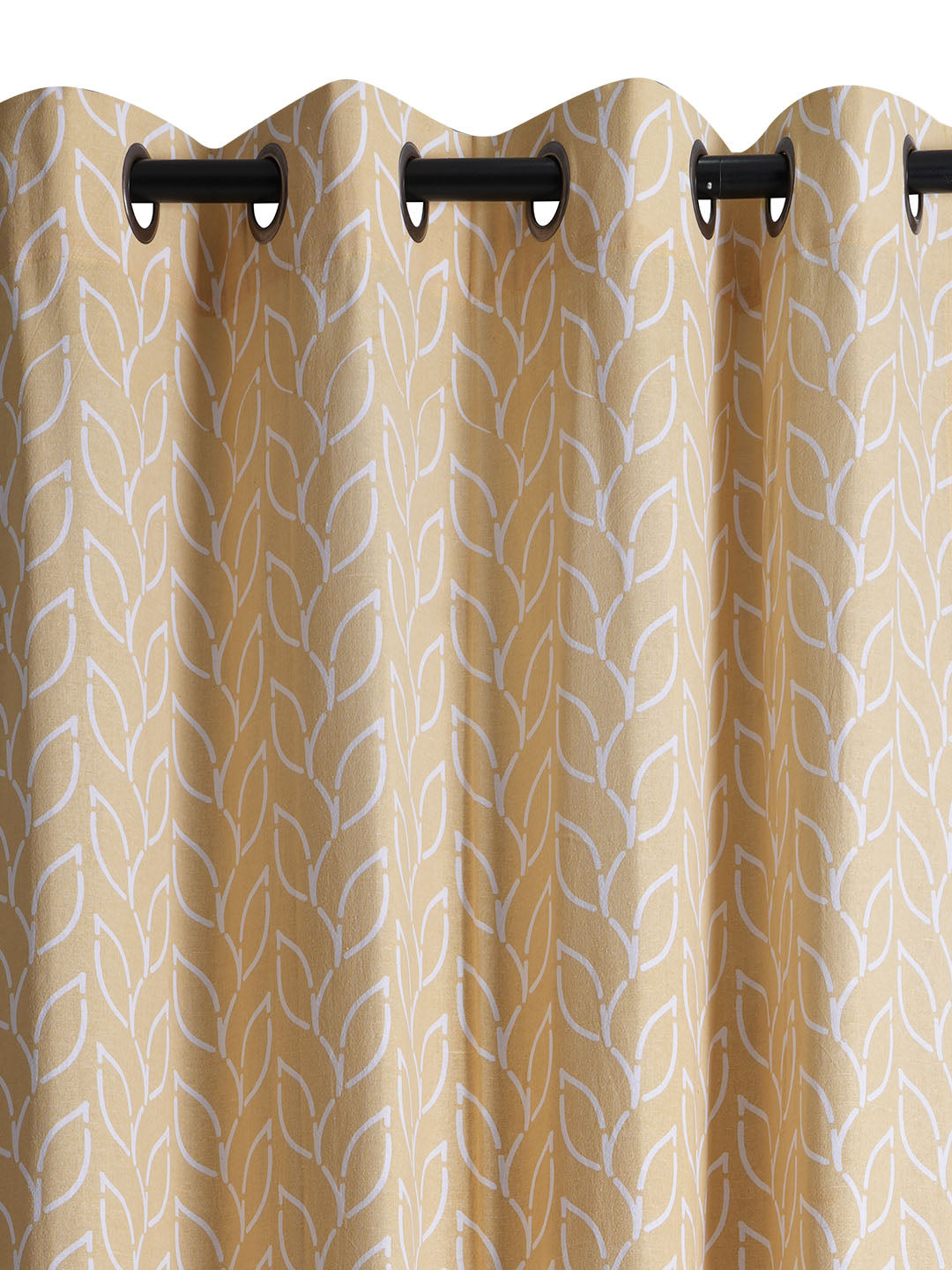 Branchlet Yellow Polyester Cotton Printed Curtain