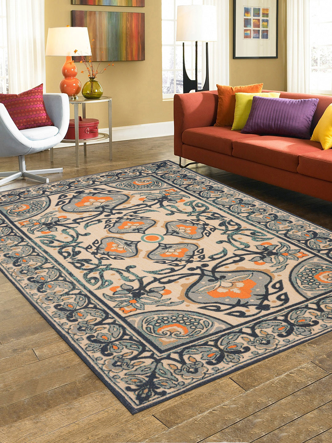 Charbagh Printed 120X170 Cm Cotton Lurex Carpets