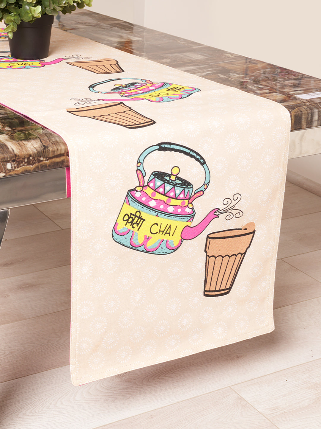 Cutting Chai Cotton Table Runner with 6 Rangeela Truck Placemats