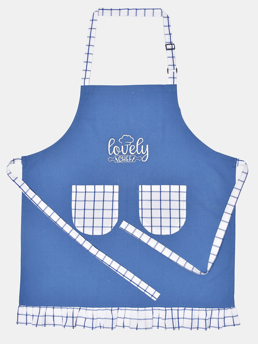 Blanc9 Lovely Chef Blue Cotton Printed Apron