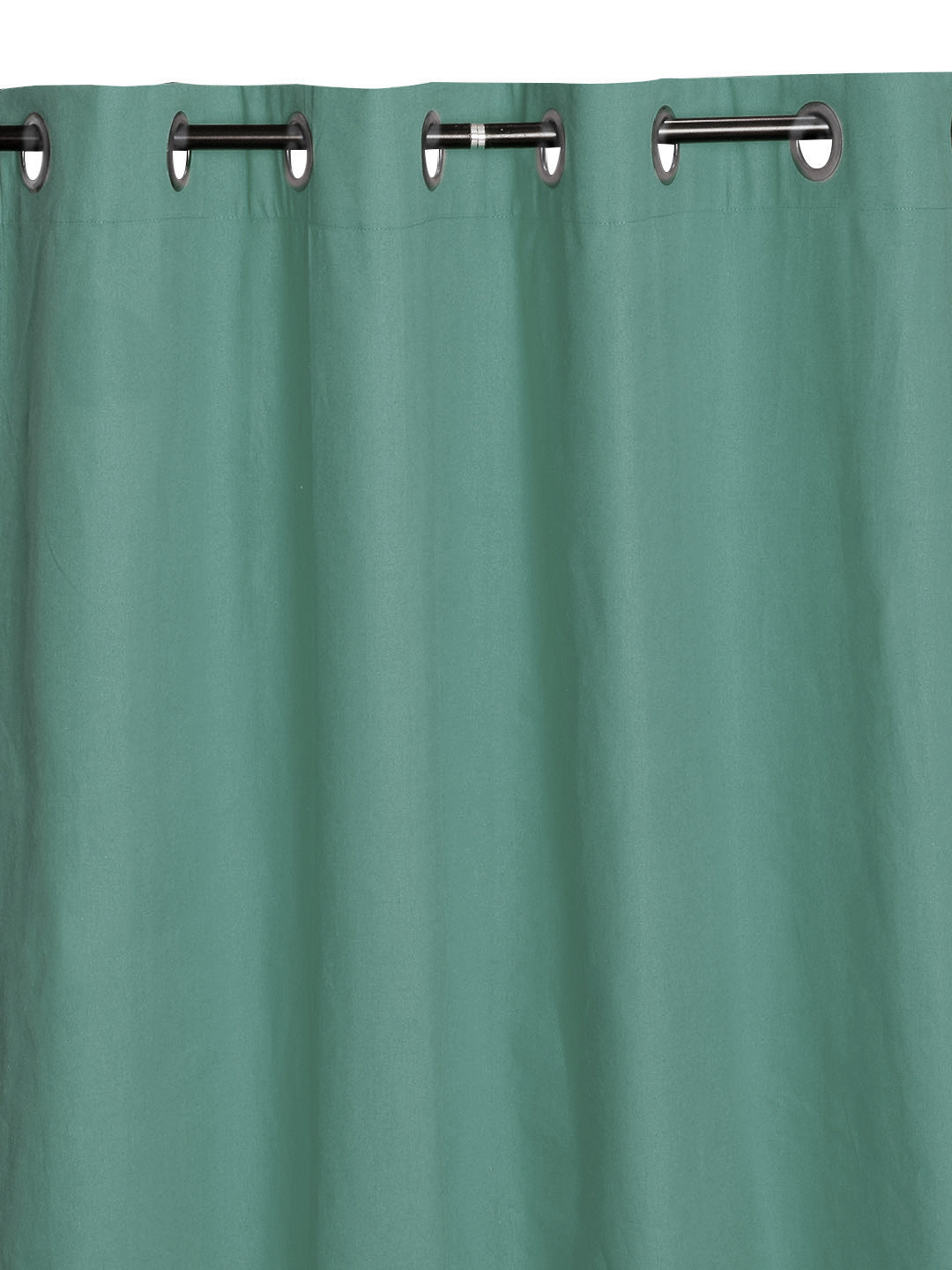 Set Of 2 Green 7Ft. Cotton Curtain