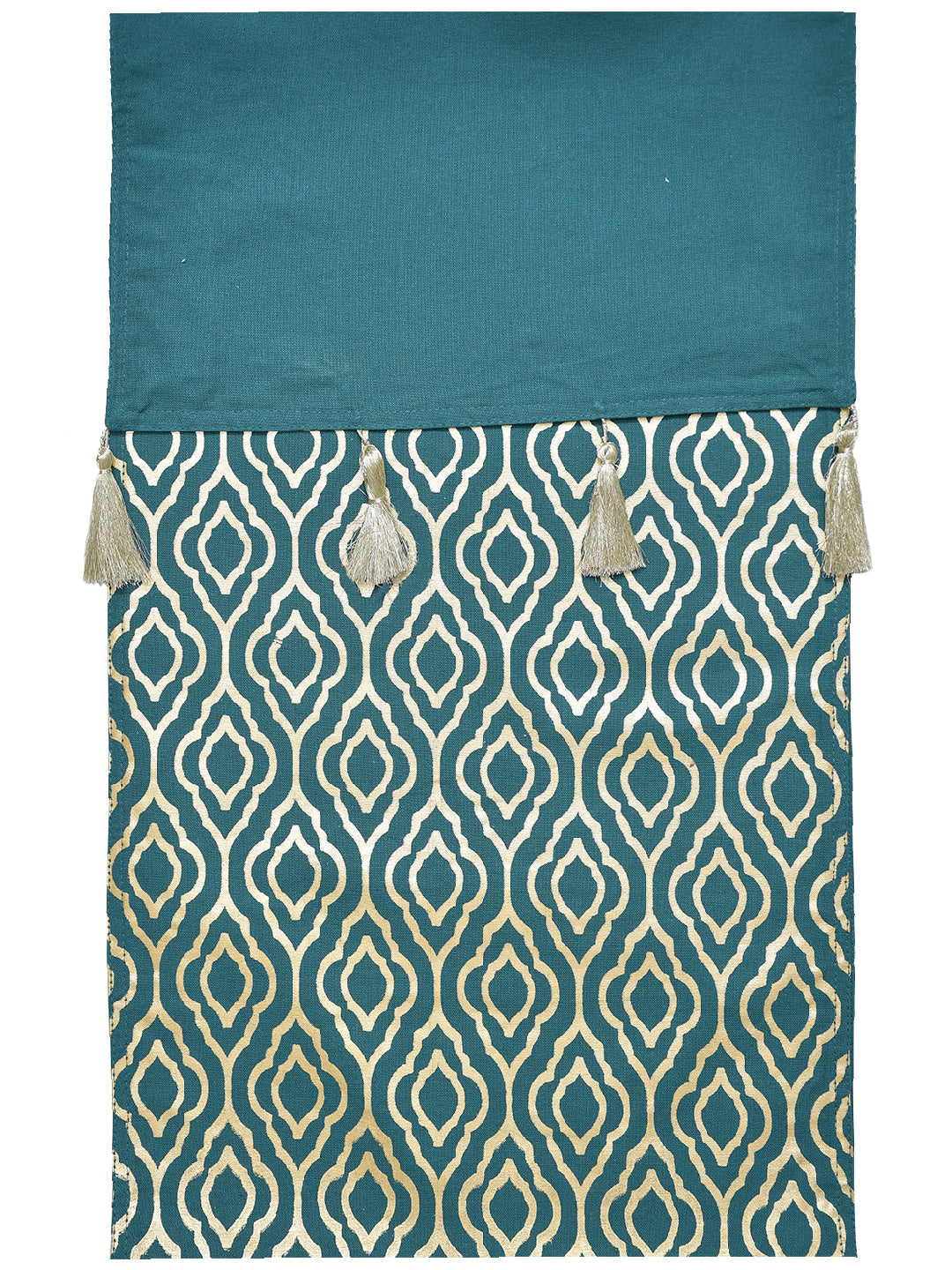 Blanc9 Roshan Teal Colored 100% Cotton Printed 4/6 Seater Table Runner