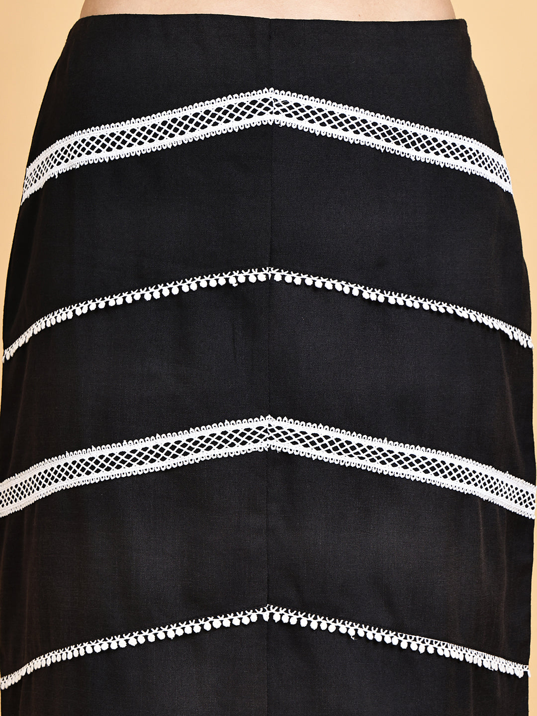 Black Beachy Top With Laced Skirt