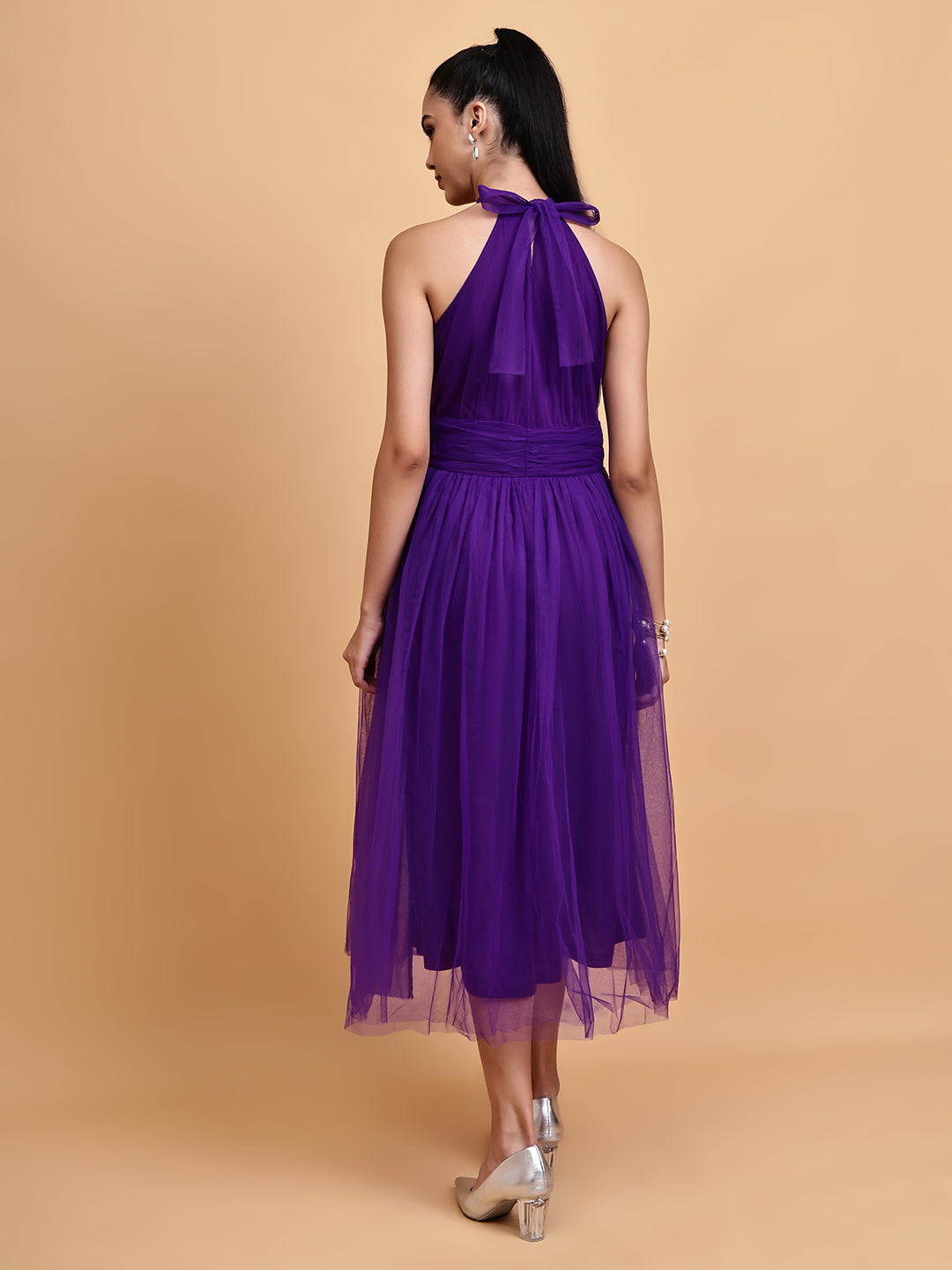 Purple tulle mesh dress