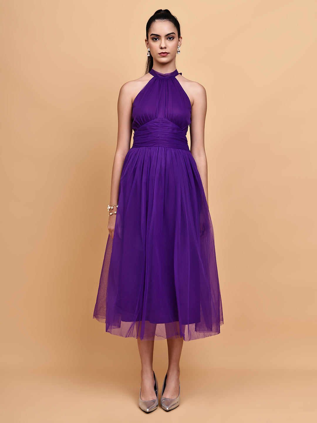 Purple tulle mesh dress