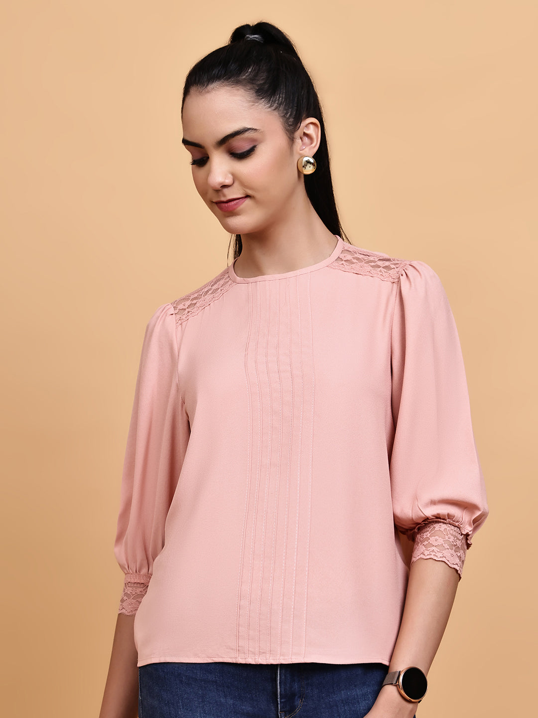 Dusty Pink Lace Detail Top