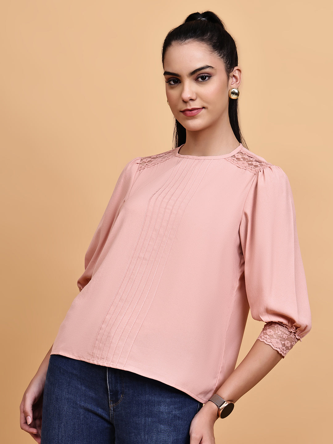 Dusty Pink Lace Detail Top
