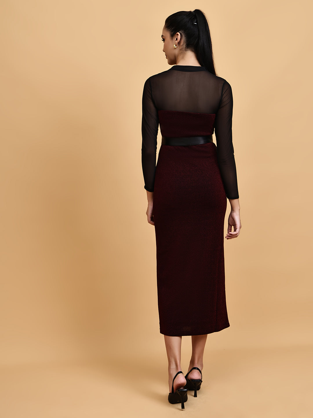 Party Dress With Mesh Crop Top