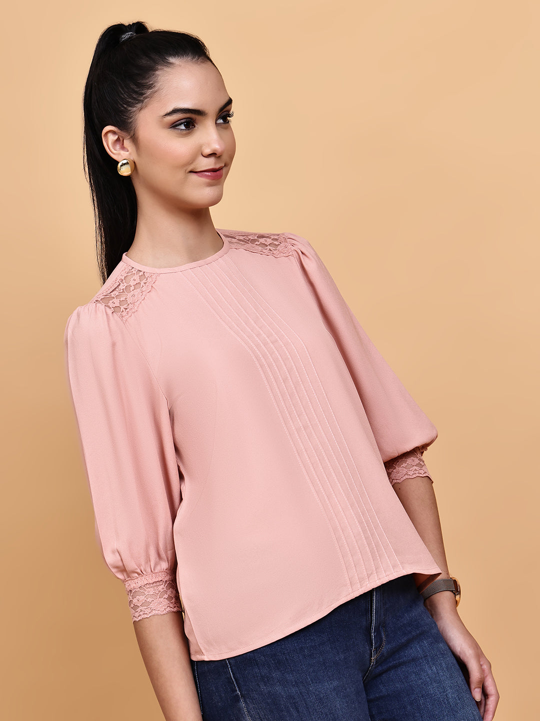 Dusty Pink Lace Detail Top