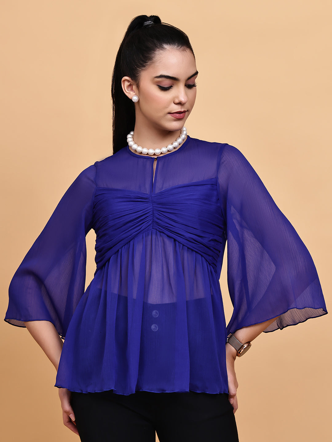 Breezy Blue Chiffon Top