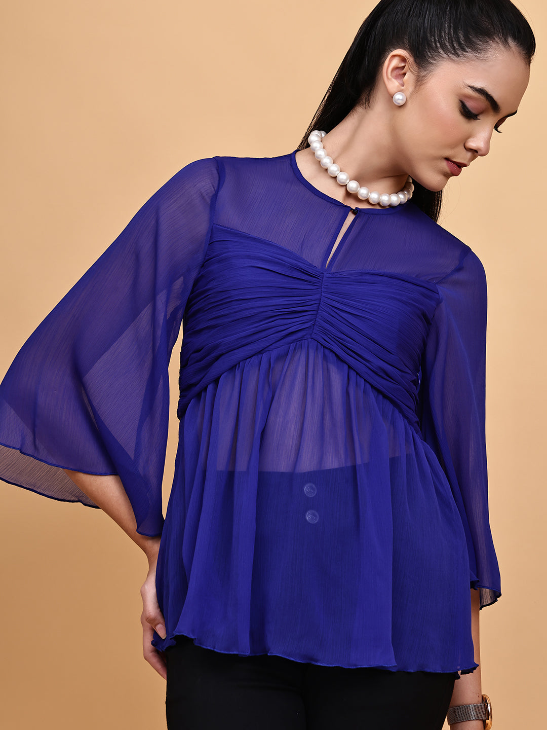 Breezy Blue Chiffon Top