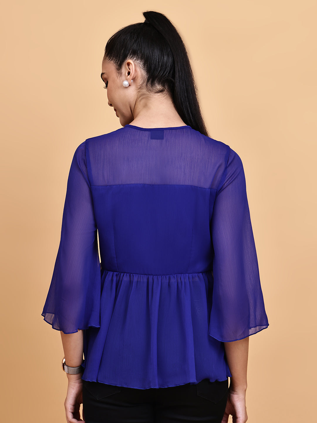 Breezy Blue Chiffon Top