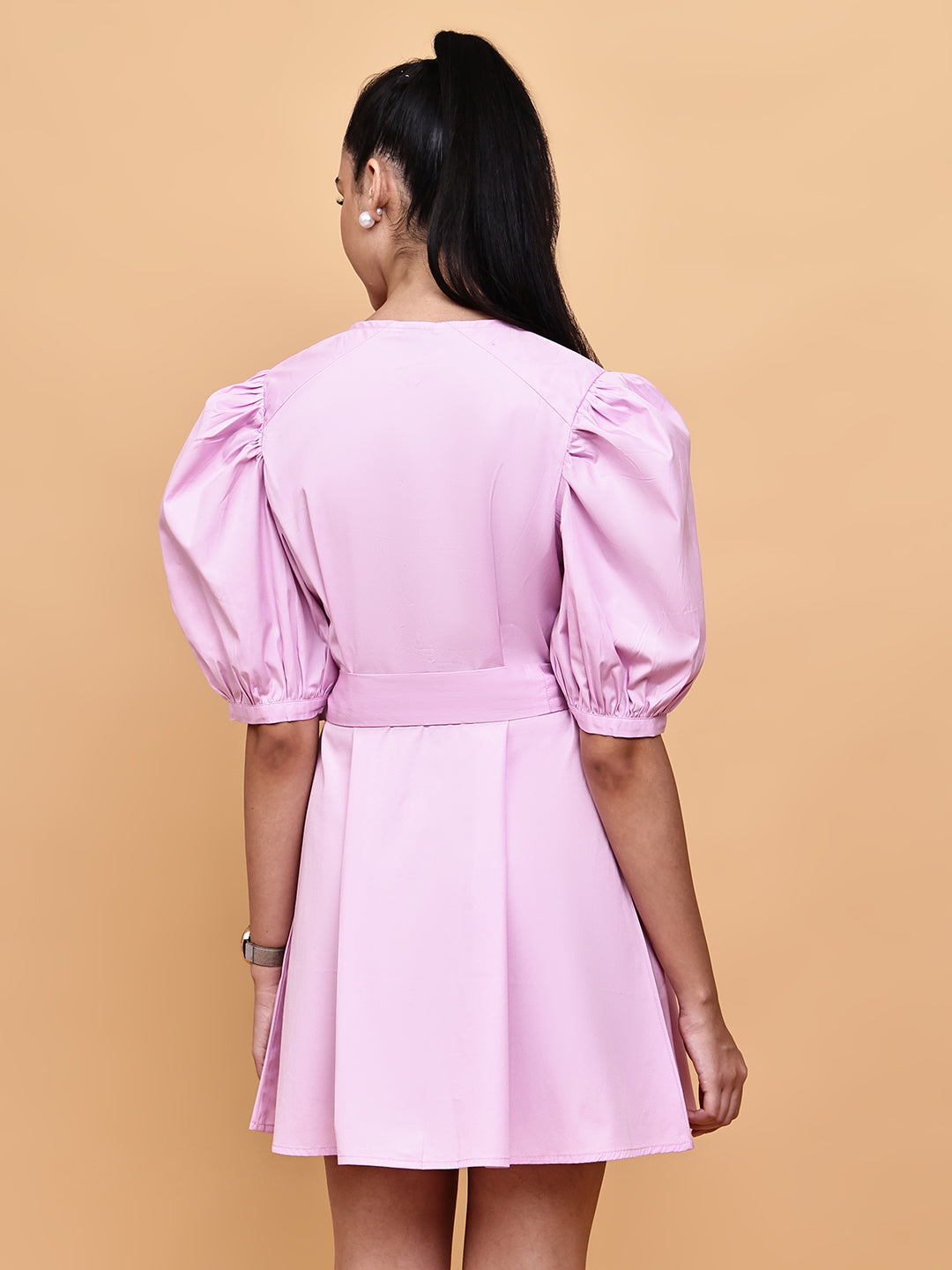 Lilac Short Dress with Belt