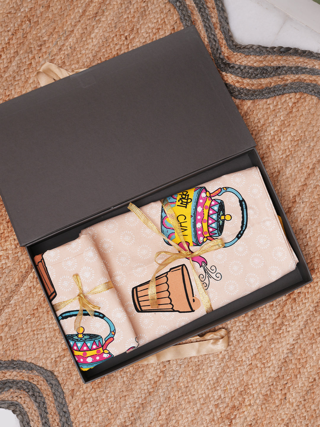Cutting Chai Cotton Table Runner with 6 Rangeela Truck Placemats