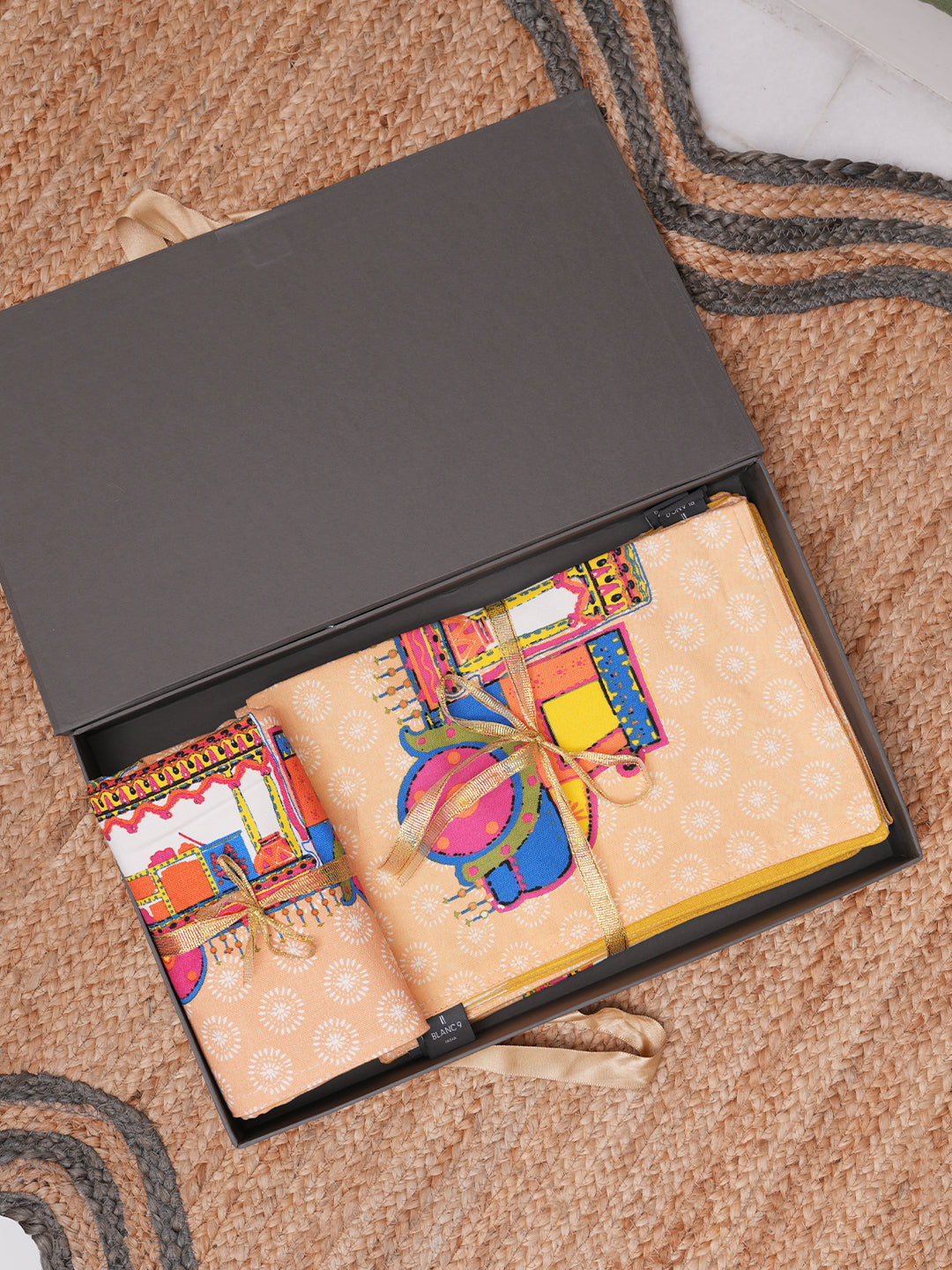 Rangeela Truck Cotton Table Runner with 6 Matching Placemats
