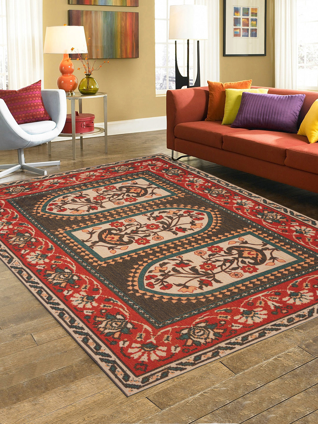 Mahal Printed 120X170 Cm Cotton Lurex Carpets