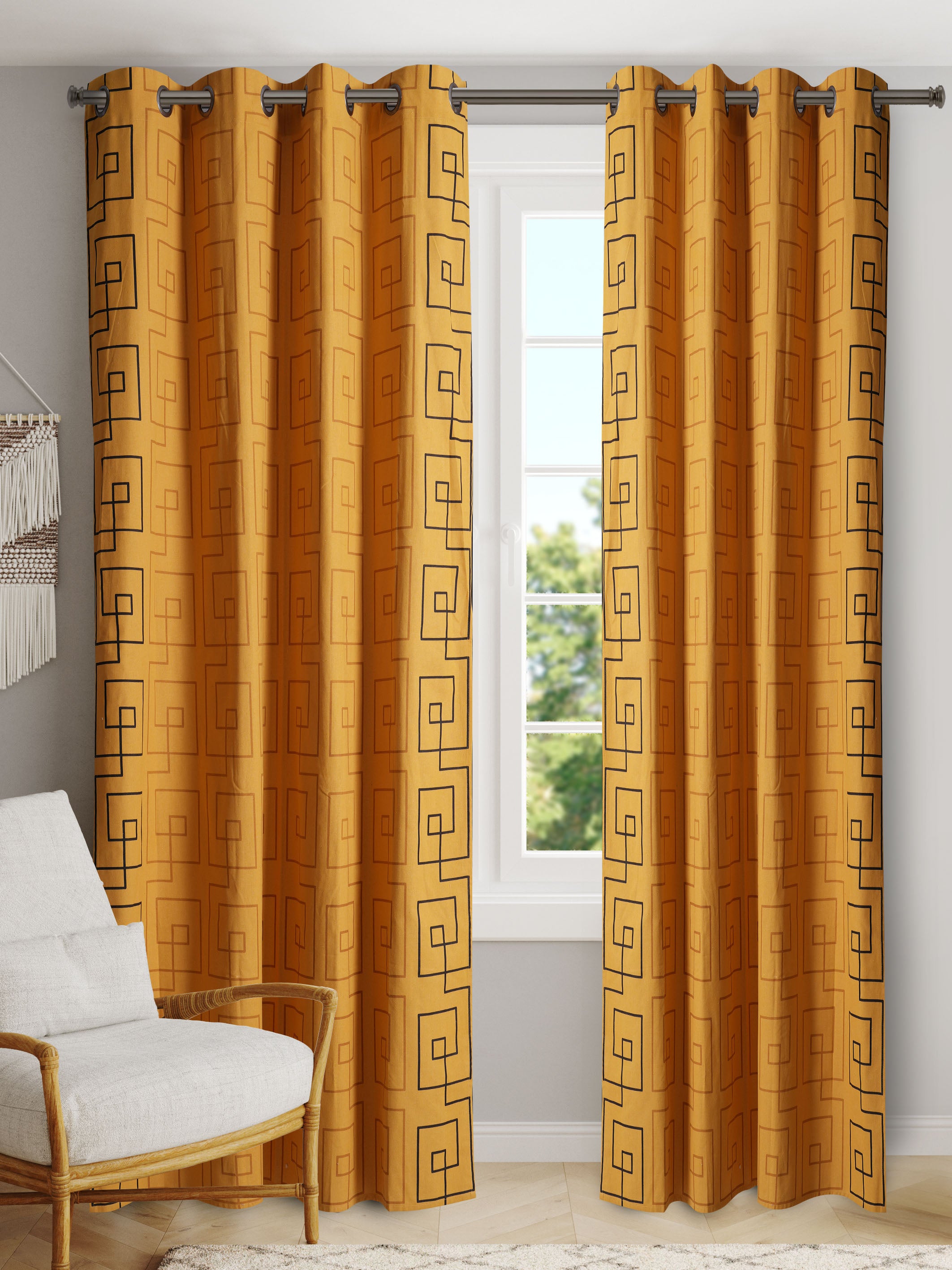 Maze Polyester Cotton Printed Curtain