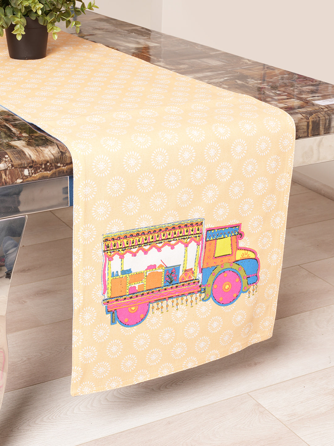 Rangeela Truck Cotton Table Runner with 6 Matching Placemats