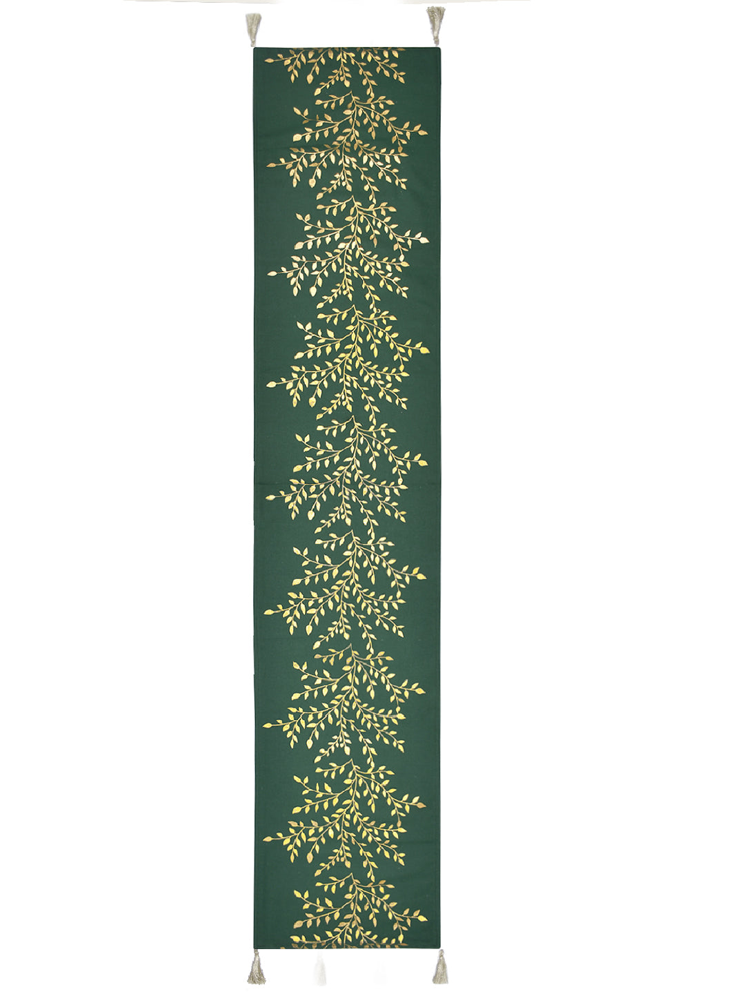 Ikebana 100% Cotton Green 4/6 Seater Table Runner