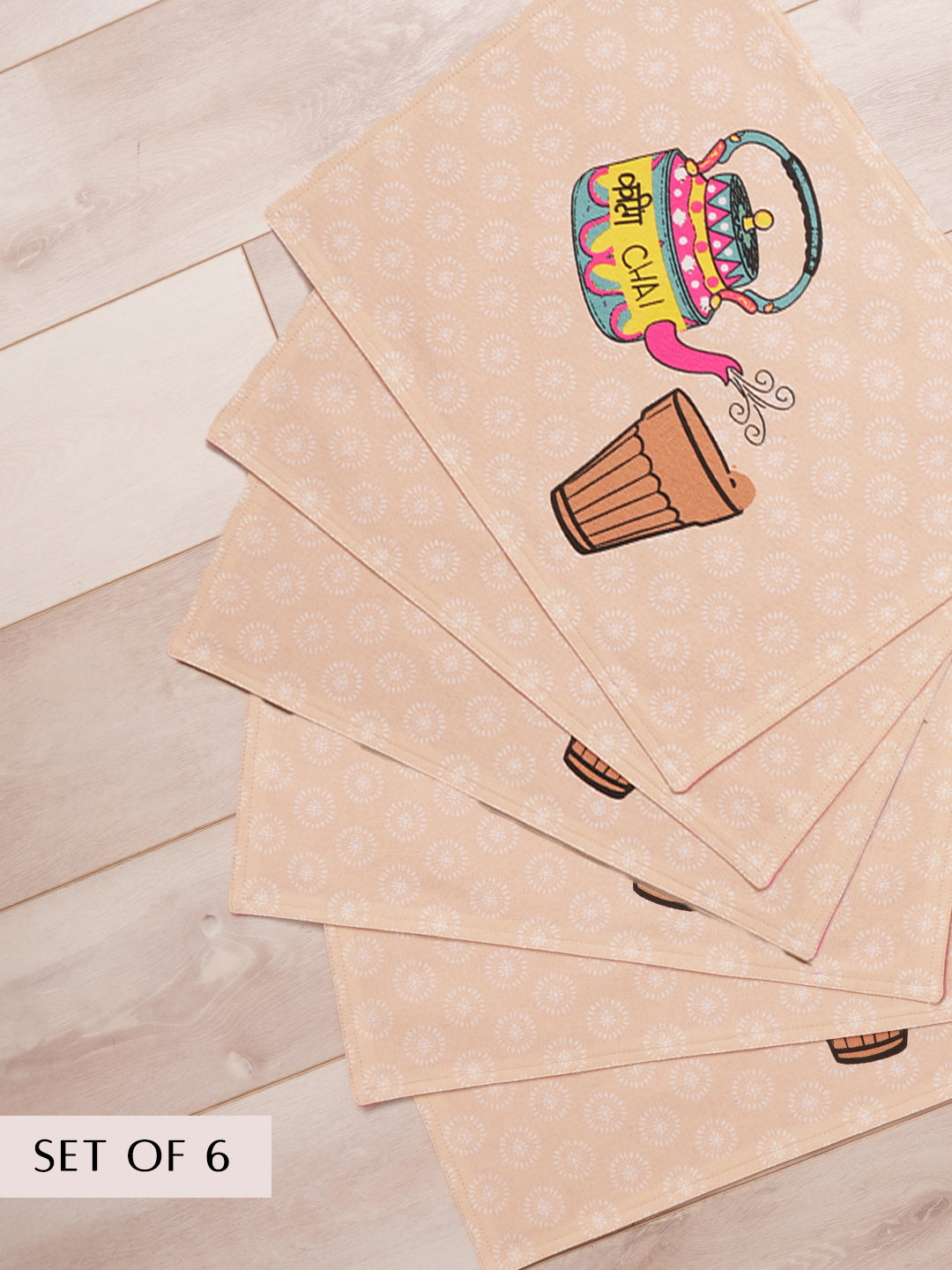 Cutting Chai Cotton Table Runner with 6 Rangeela Truck Placemats