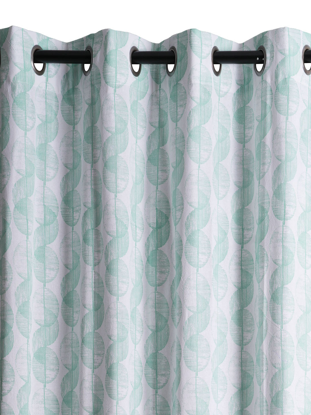 Swirl Green Polyester Cotton Printed Curtain