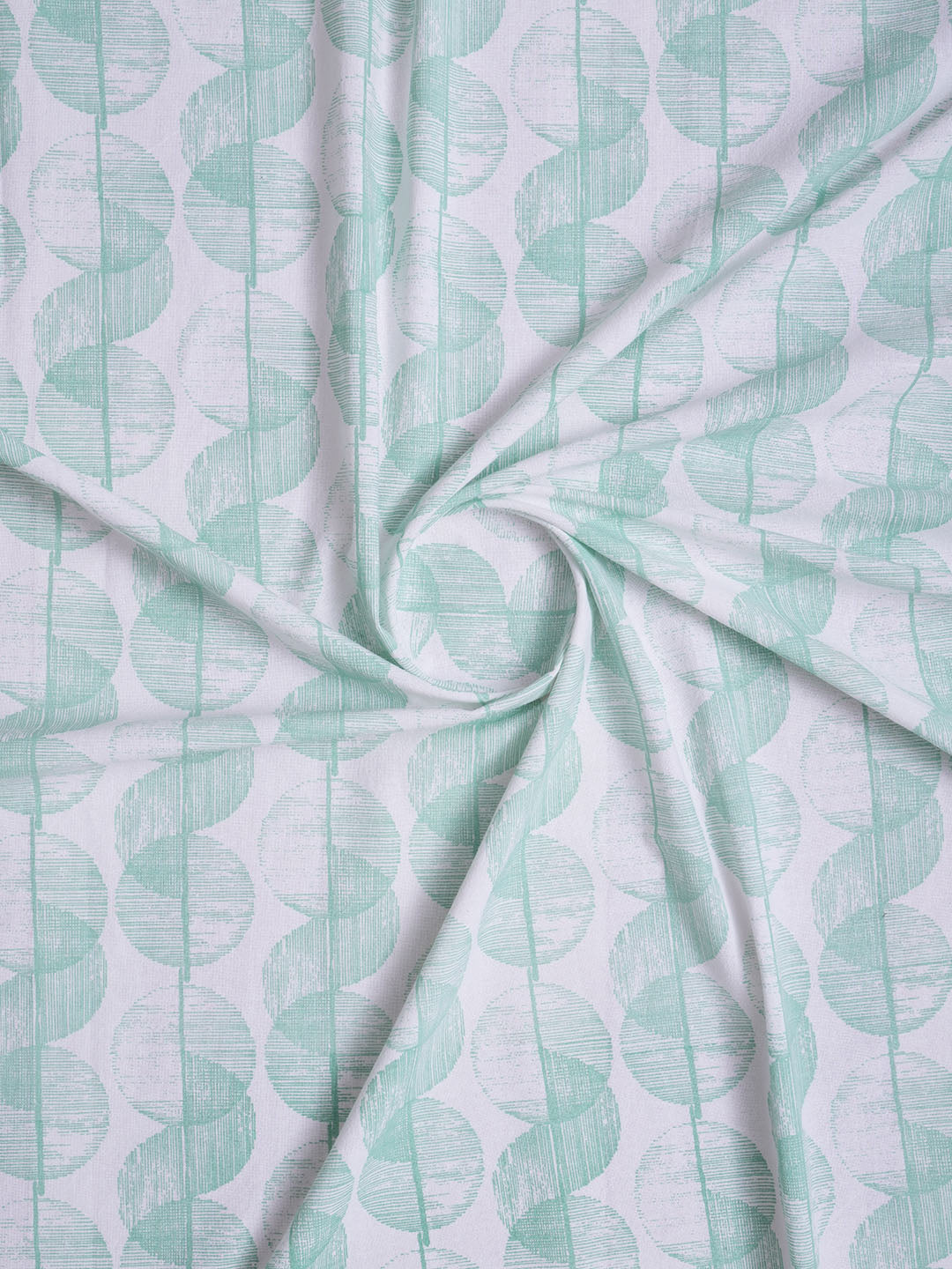 Swirl Green Polyester Cotton Printed Curtain