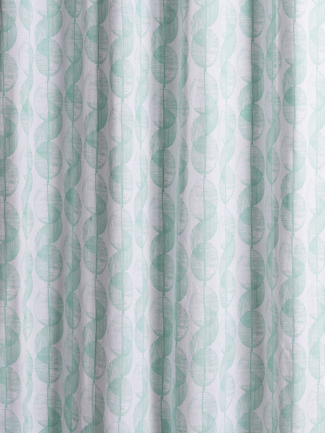 Swirl Green Polyester Cotton Printed Curtain