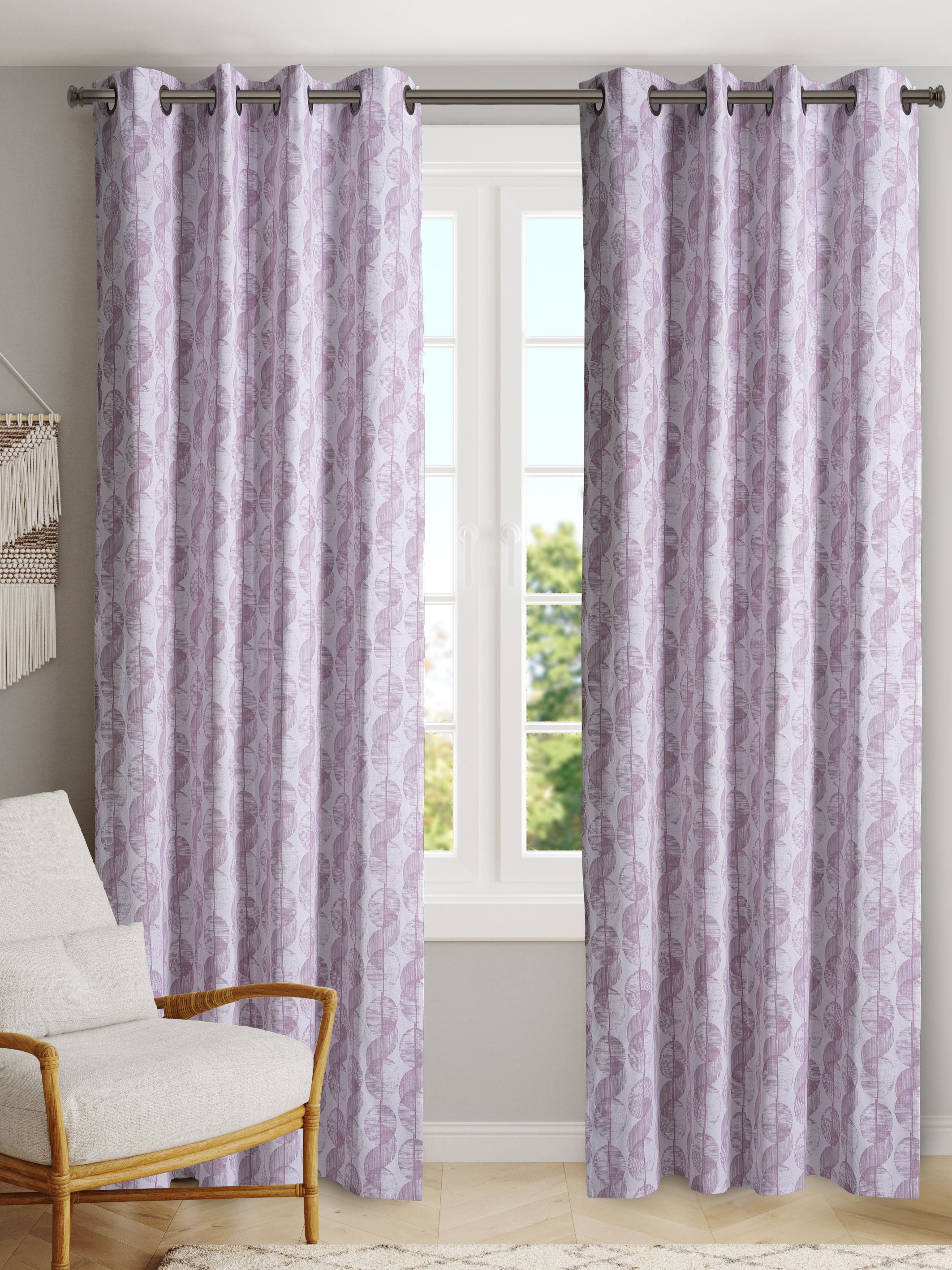 SwirlLilacPolyesterCottonPrintedCurtain