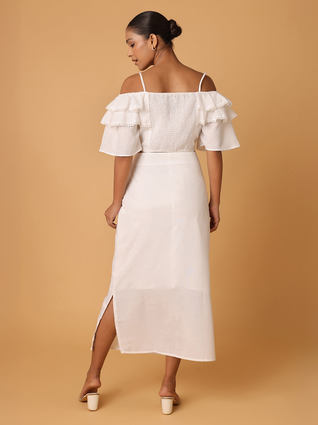 White Beachy top with laced skirt