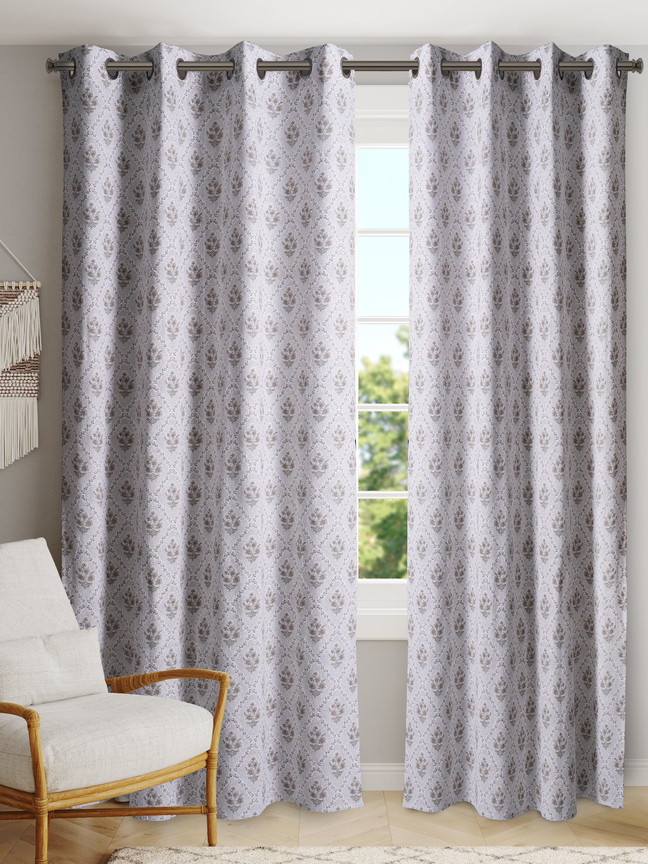 WhitePolyesterCottonPrintedCurtain