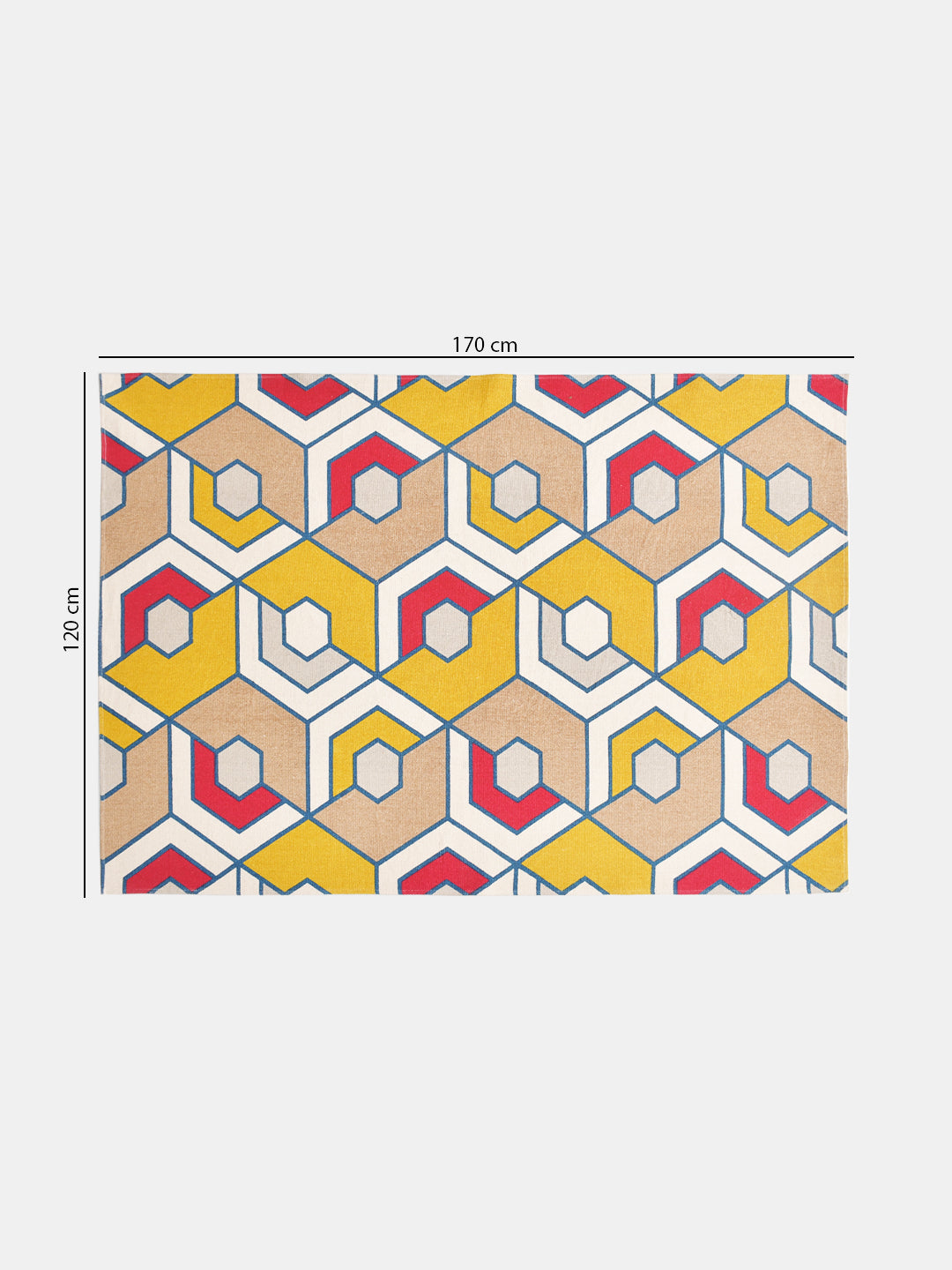 Blanc9 Honeycomb Yellow 4'x5.5' Printed Cotton Carpet