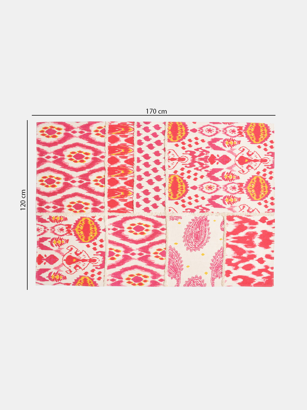 Blanc9 Garden of Ikat Pink Coloured 4'x5.5' Cotton Printed Carpet