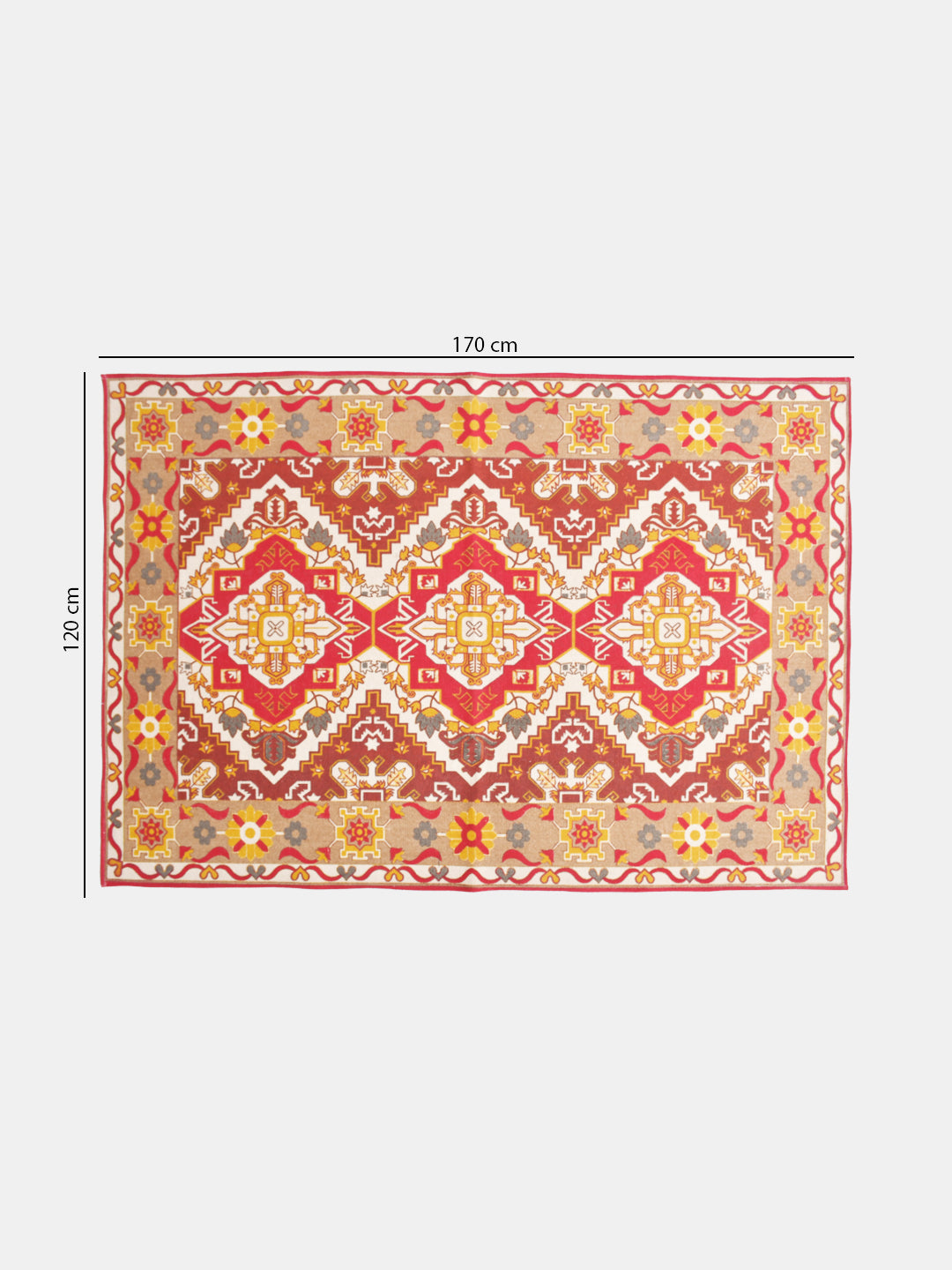 Blanc9 Udaipur Rusty Red Printed 4'x5.5' Cotton Carpet