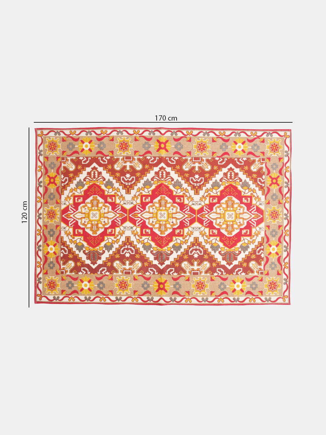 Udaipur Rusty Red Printed 4'x5.5' Cotton Carpet