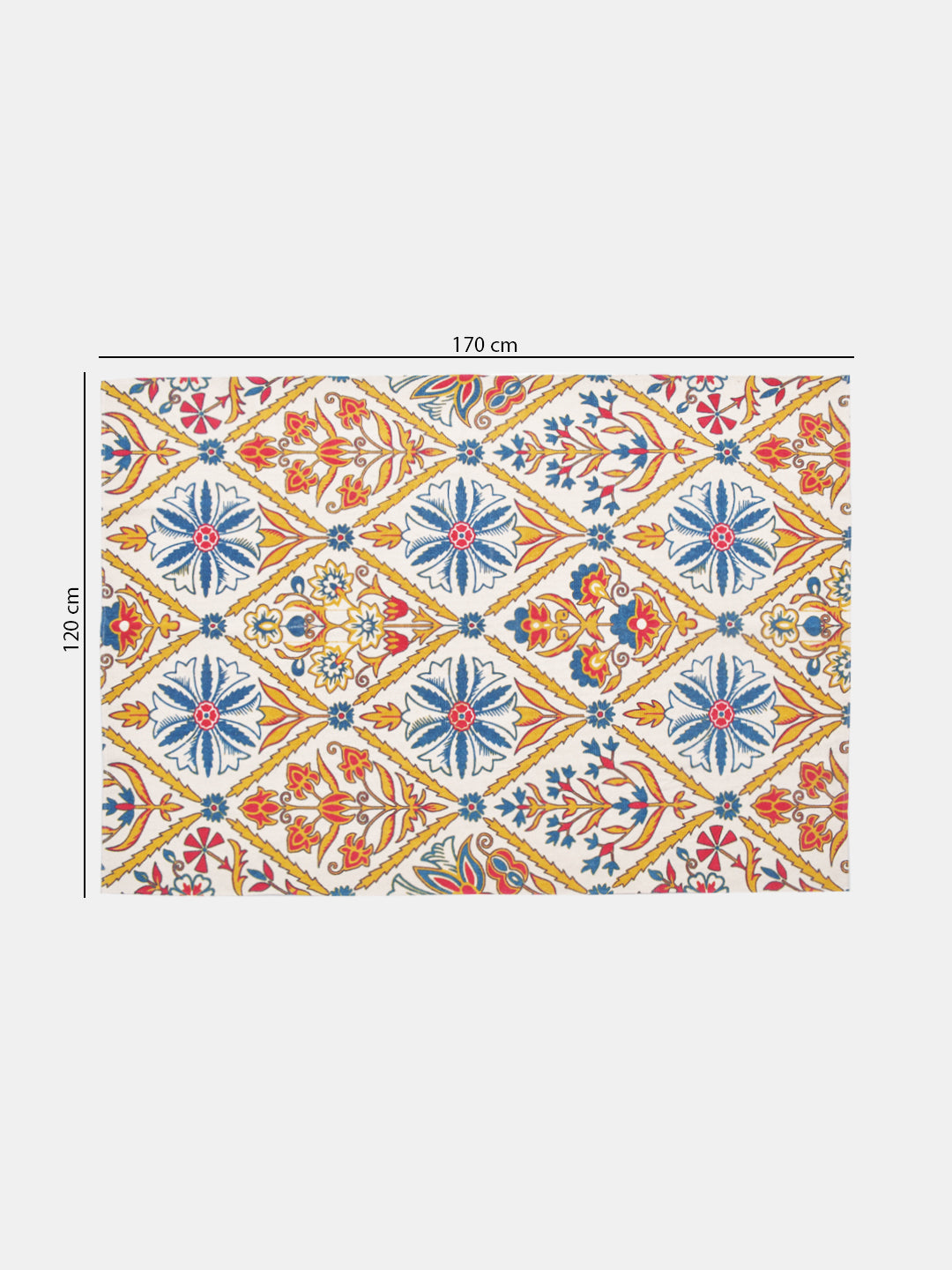 Blanc9 Mewar Yellow 4'x5.5' Printed Cotton Carpet
