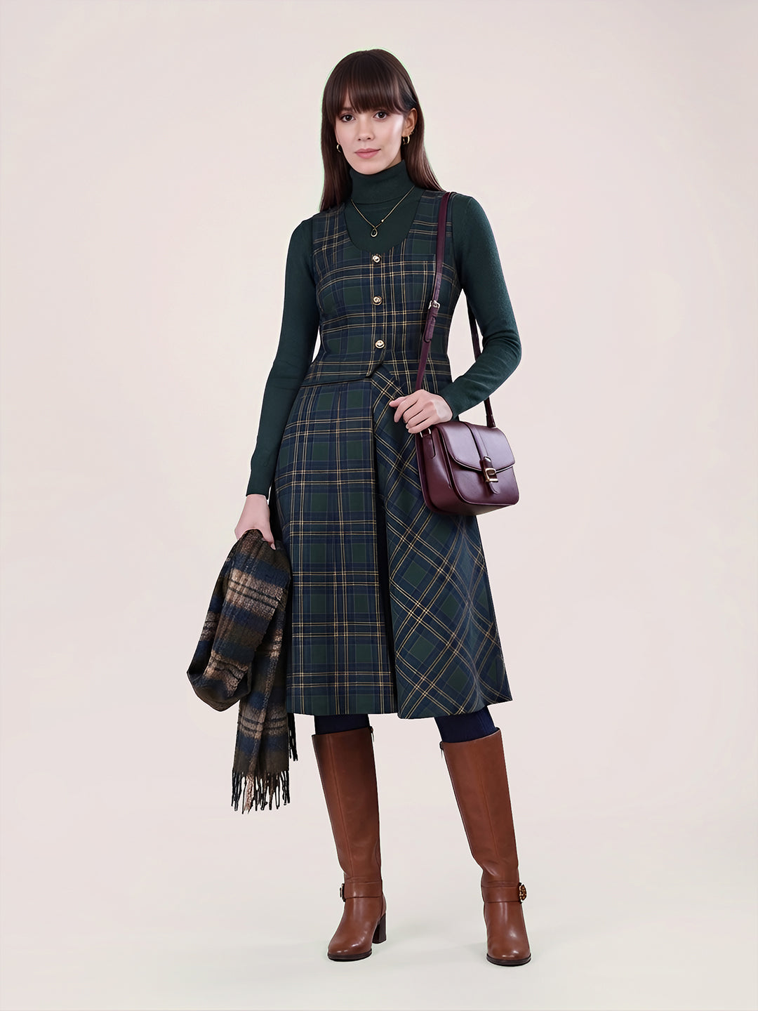 Checkmate Waistcoat & Skirt Set for Women