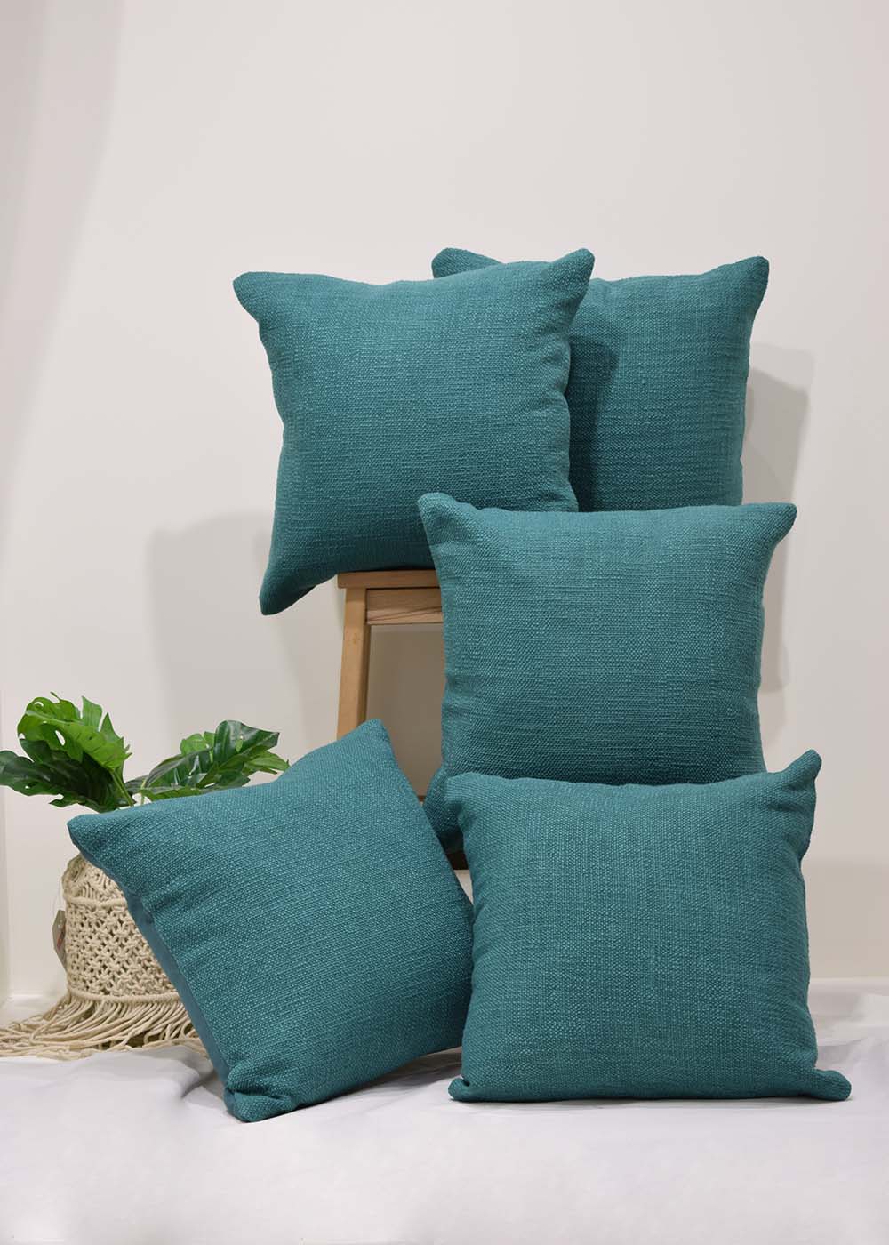 Set of 5 Peacock Blue 40x40 CM Cushion Covers