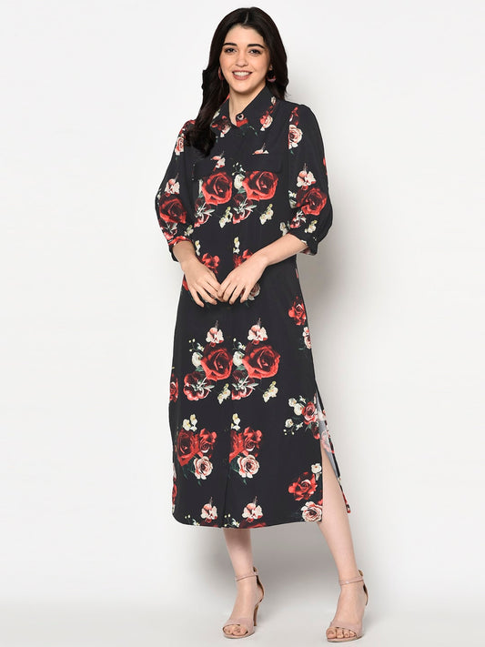 Black Floral Long Tunic